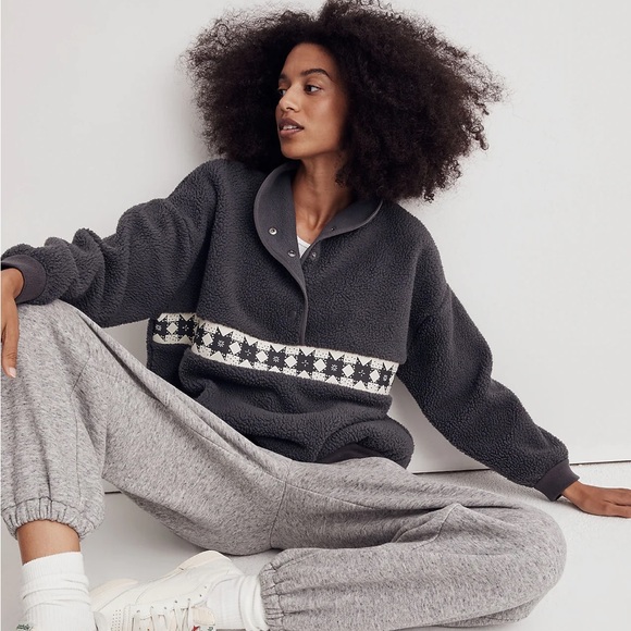 Madewell Re)sourced Sherpa Popover Top - Picture 4 of 11